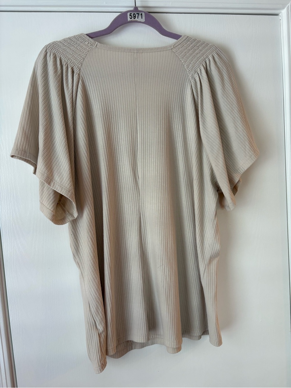 Plus size Terra & Sky Teal Ribbed V-Neck Short Sleeve Tops - Picture 10 of 12